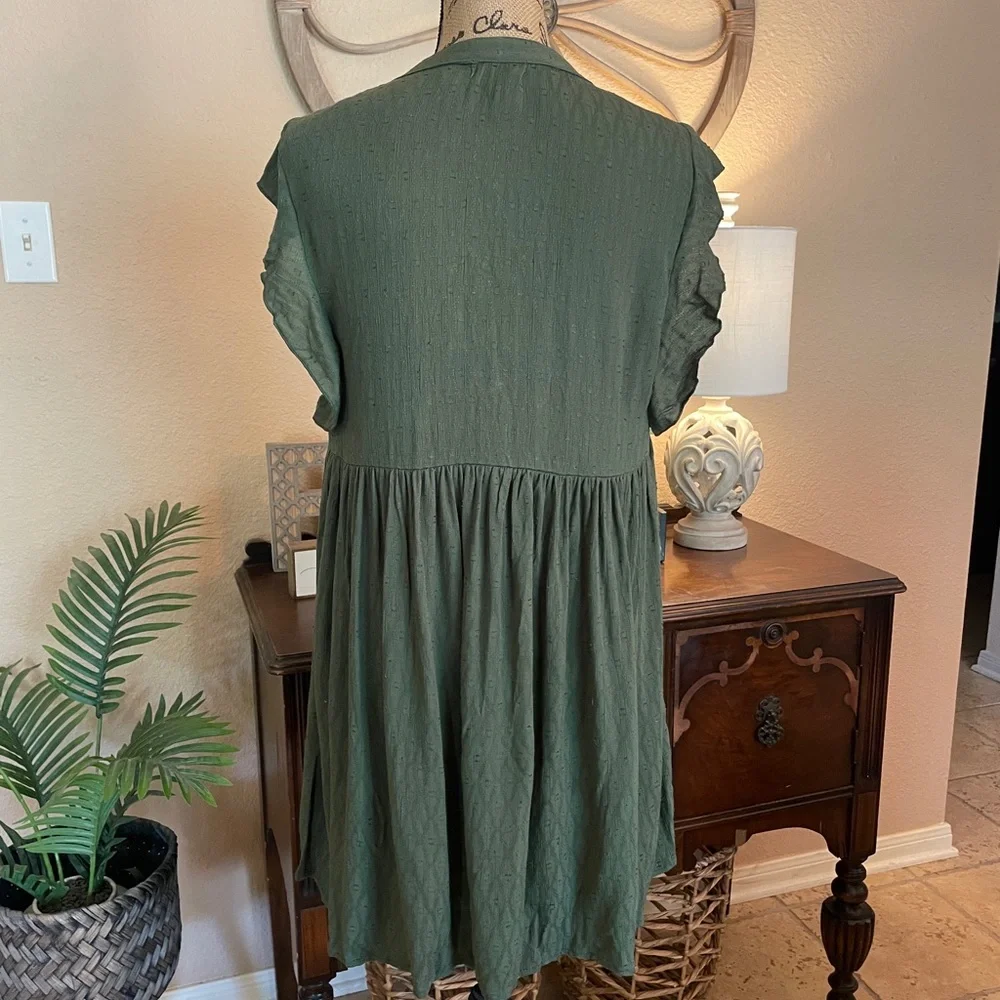 Green Ruffled Women's Dress - Picture 7 of 11